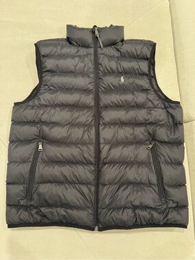 Ralph Lauren Men's Black Puffer Vest with Zip Pockets